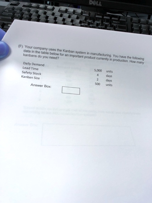DELL (F) Your company uses the Kanban system in manufacturing. You have ...