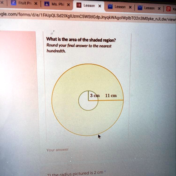 11 cm radius circle area