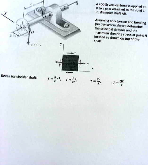 Solved A Lb Vertical Force Is Applied At D To A Gear Attached To The Solid In Diameter