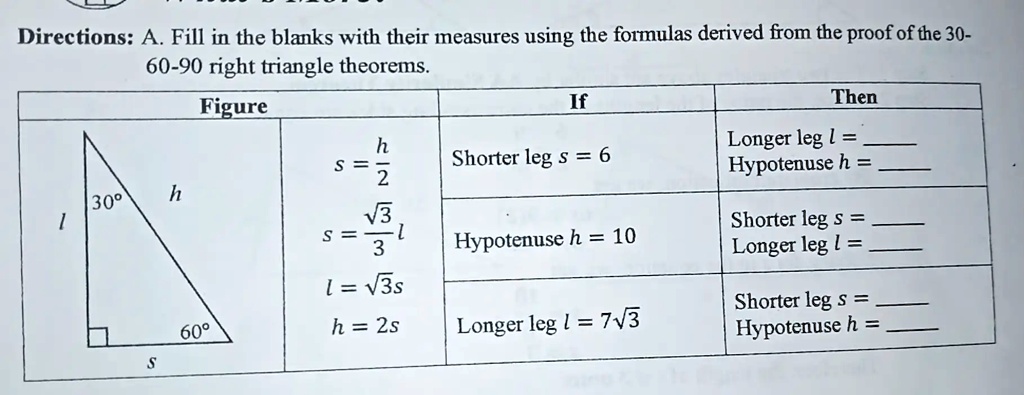 Directions: A. Fill in the blanks with their measures using the ...