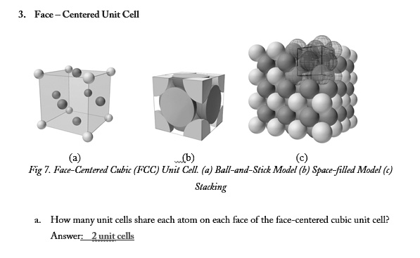 SOLVED: Face Centered Unit Cell Fig Face-Centered Cubic (FCC) Unit CelL ...