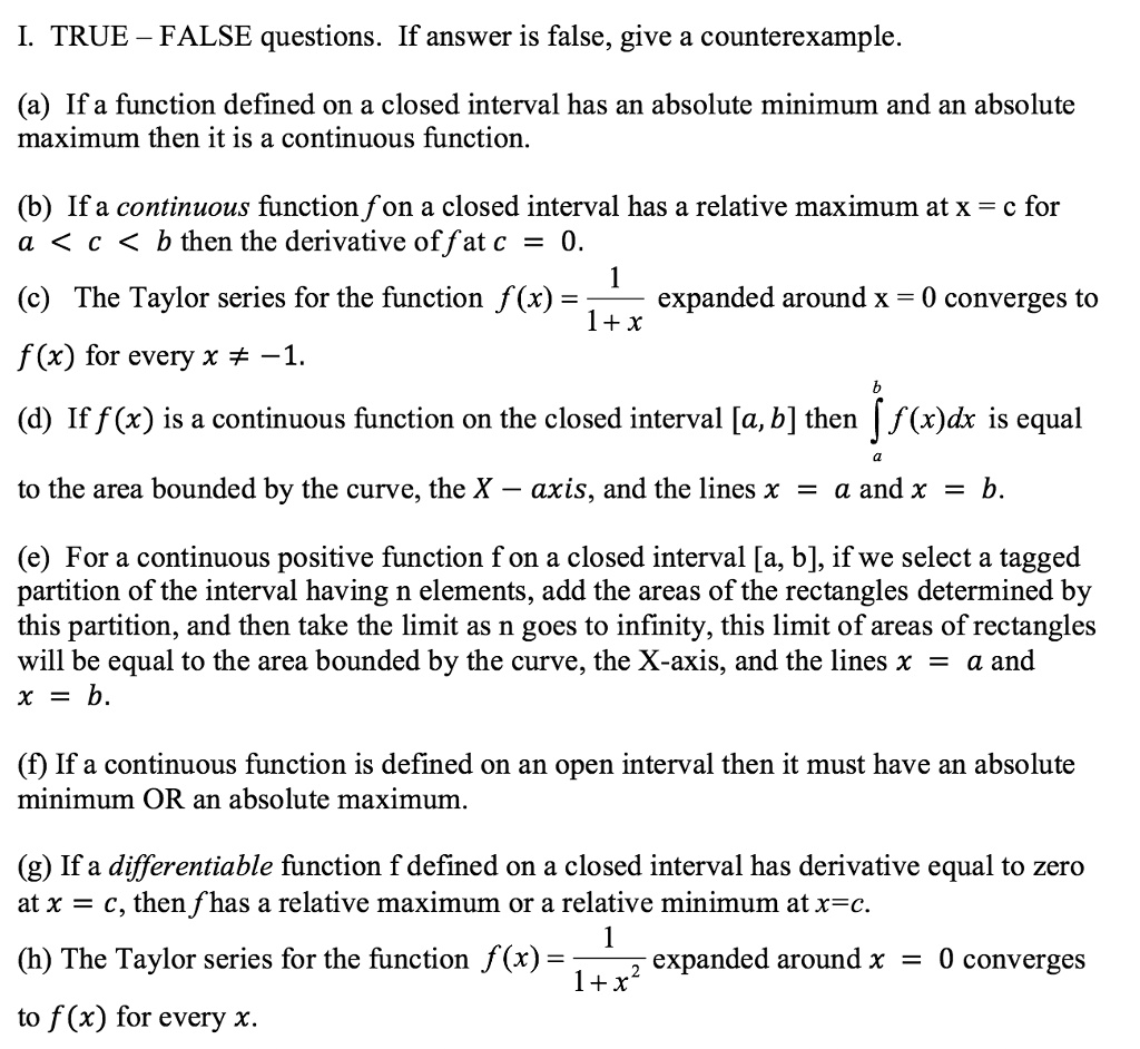 SOLVED a If a function defined on a closed interval has an