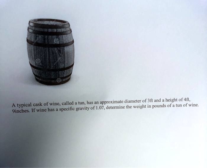 SOLVED A typical cask of wine, called a tun, has an approximate