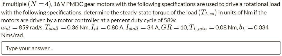 SOLVED: If multiple N-416 VPM DC gear motors with the following ...