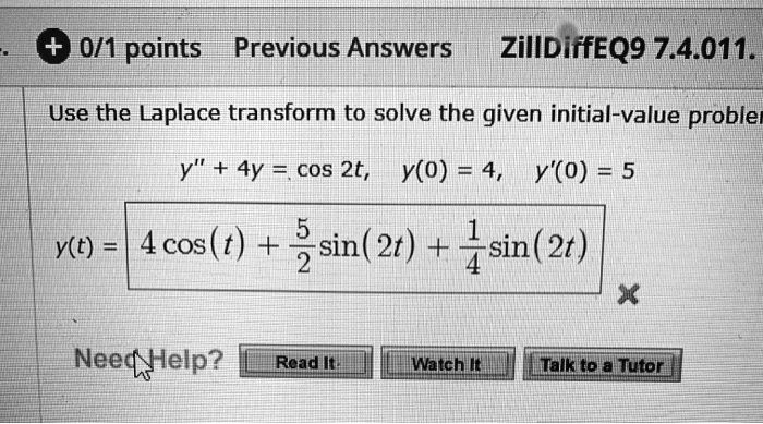 Solved Zill Diff Eq 9 7 4 01 Use The Laplace Transform To Solve The