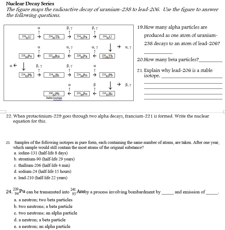 SOLVEDNuclear Decay Series The figure maps the radioactive decay of