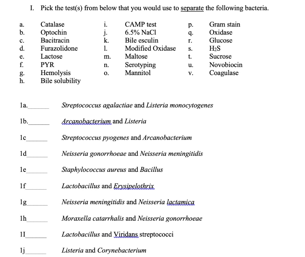 SOLVED: Pick The Test(s) From Below That You Would Use To Separate The ...