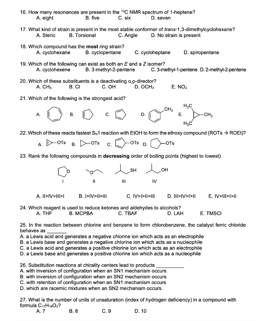 SOLVED:16. How many resonances are present in the 13C NMR spectrum of 1 ...