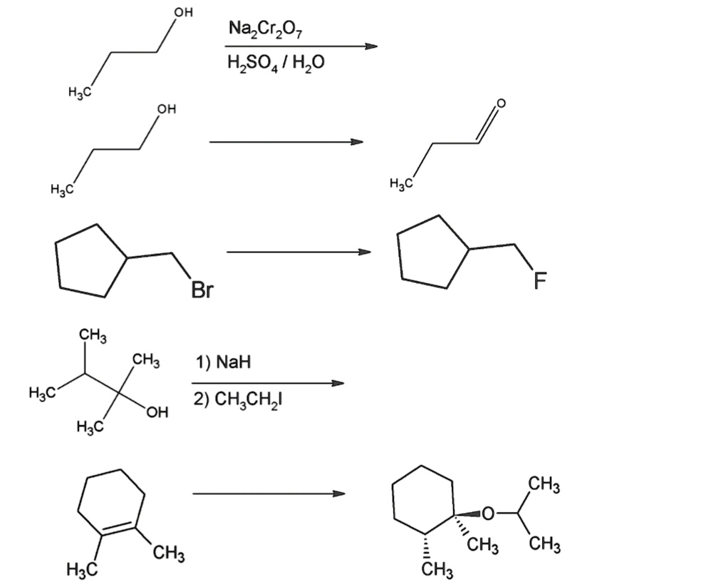 SOLVED: OH NazCrz07 HzSO4 / HzO Hac OH Hac Hzc Br CHa CH3 NaH H3C 2) CH ...