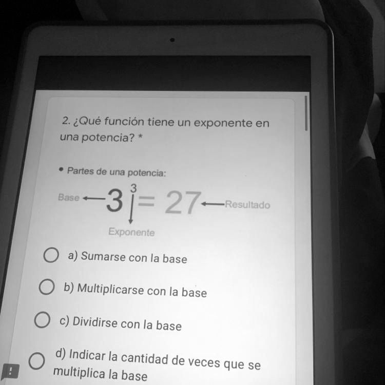 SOLVED: 2. ¿Qué Función Tiene Un Exponente En Una Potencia? * • Partes ...