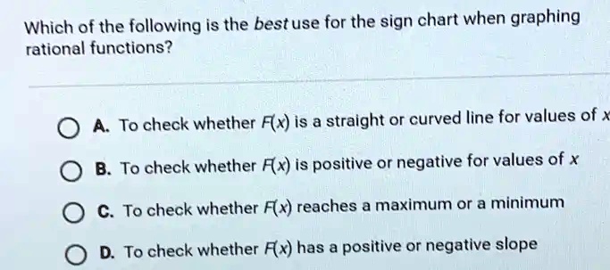 Which of the following is the best use for the sign chart...
