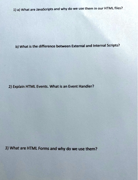 SOLVED: a) What is the difference between External and Internal Scripts ...