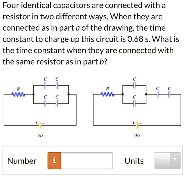 SOLVED Four identical capacitors are connected with a resistor in two
