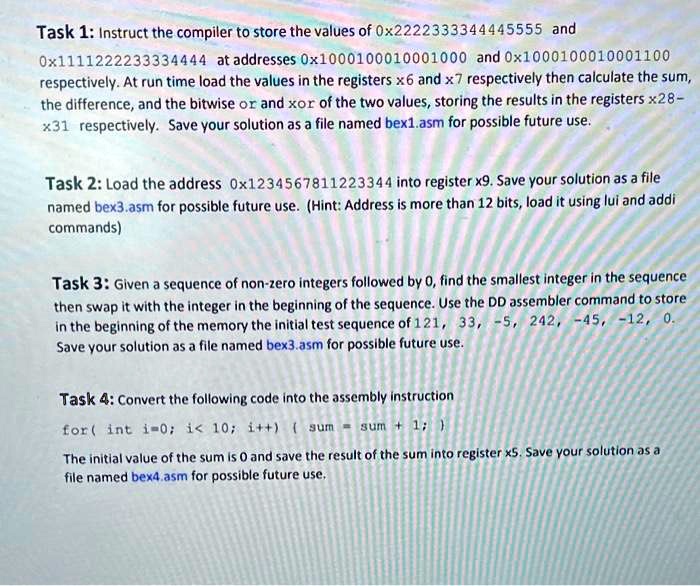 Task 1: Instruct the compiler to store the values of 0x2222333344445555 ...