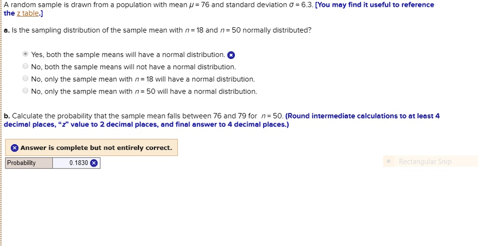 SOLVED: A random sample drawn from population with mean /J = 76 and ...
