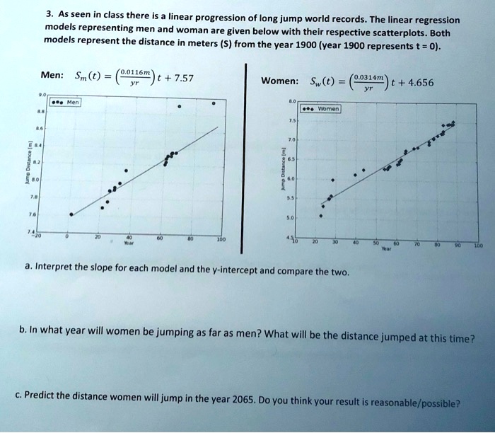 SOLVED As seen in class, there is a linear progression of long jump