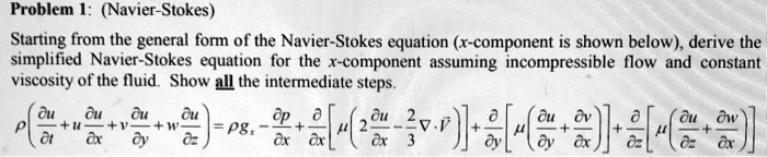 Solved Problem 1 Navier Stokes Starting From The General Form Of The Navier Stokes Equation 6270