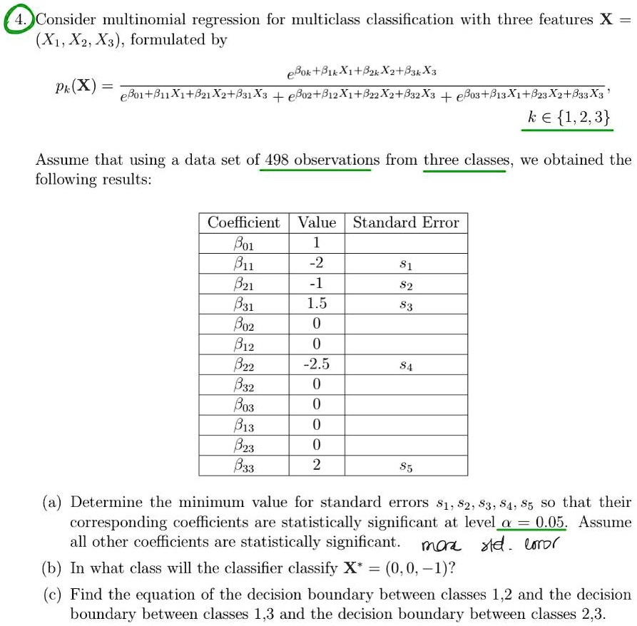 SOLVED Consider multinomial regression for multiclass classification