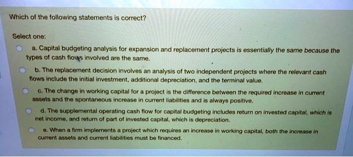 SOLVED: Which of the following statements is correct? Select one: a ...