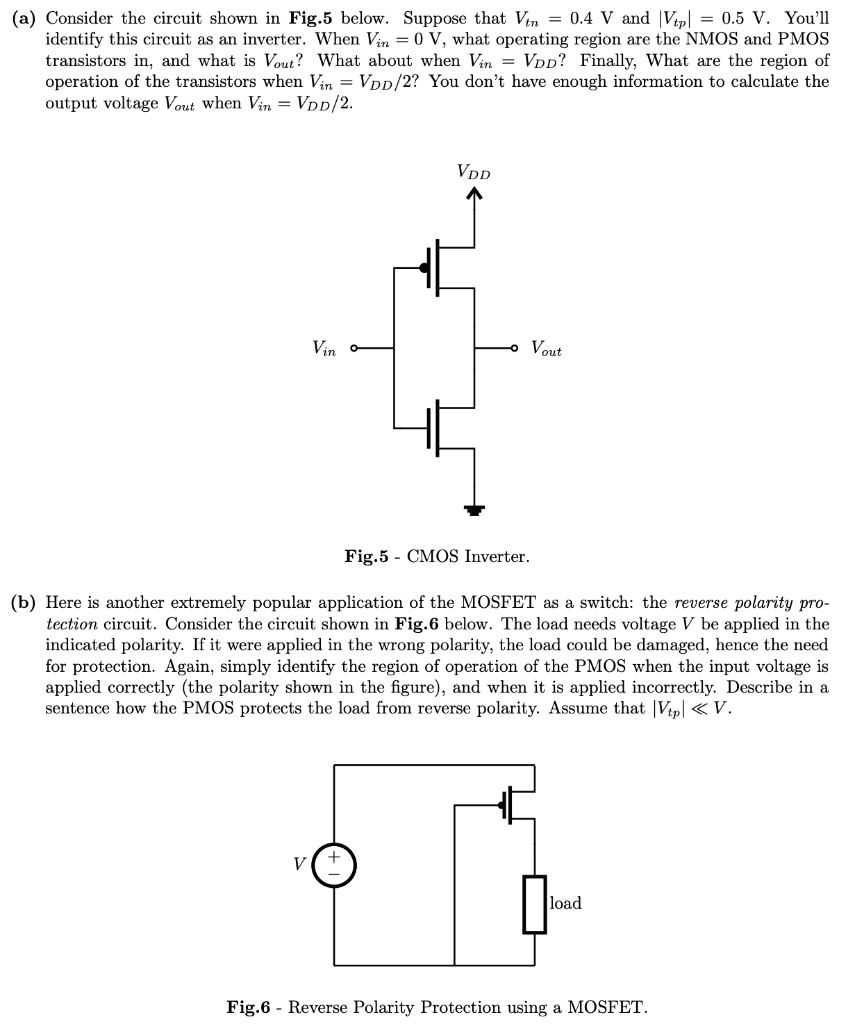 (a) Consider the circuit shown in Fig. 5 below. Suppose that Vtn = 0.4 ...