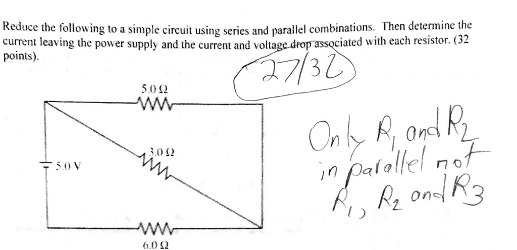 SOLVED: Reduce the following simple circuit using series and parallel ...