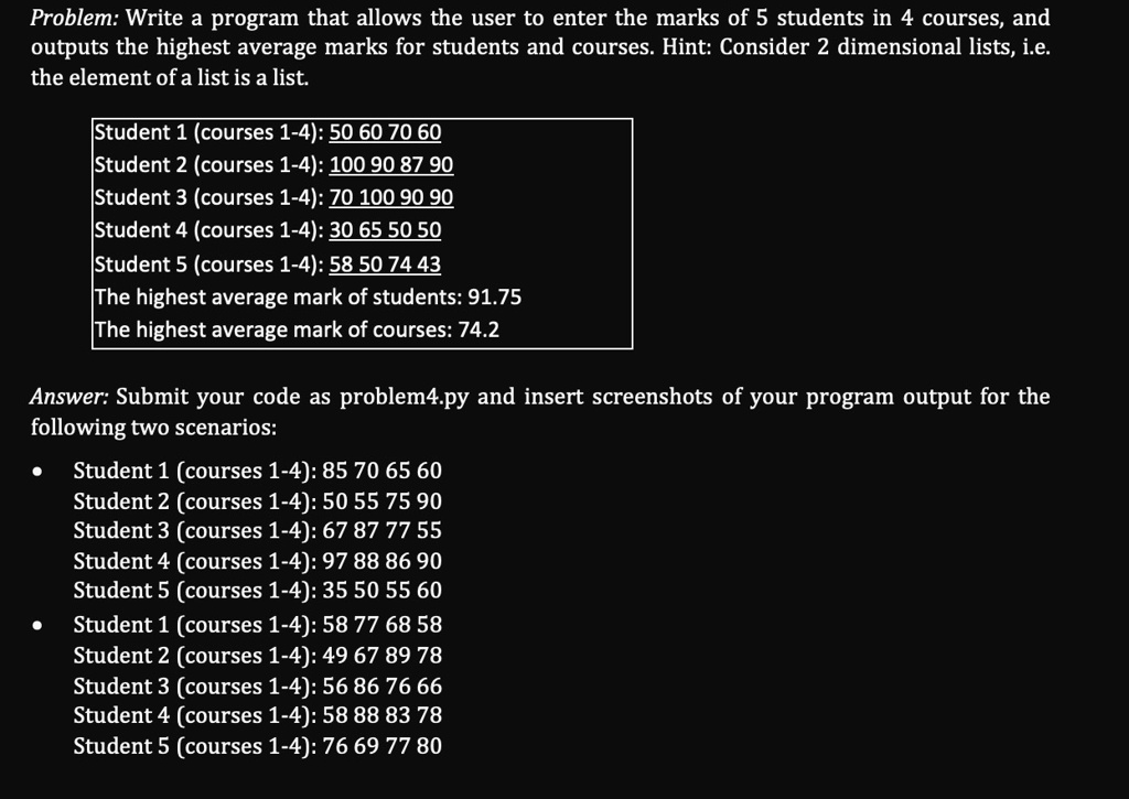 SOLVED: Please write in Python. Problem: Write a program that allows ...