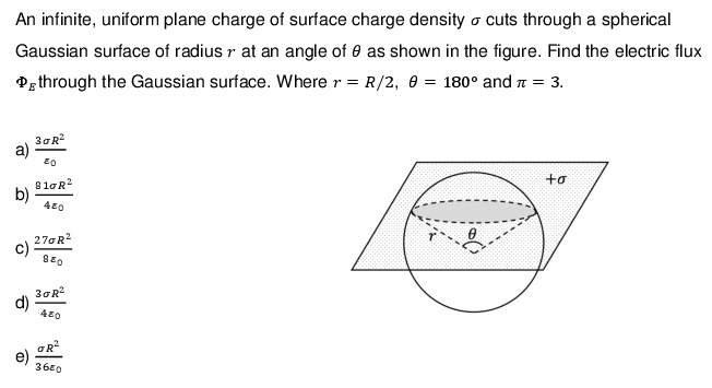 SOLVED: An infinite, uniform plane charge of surface charge density a ...