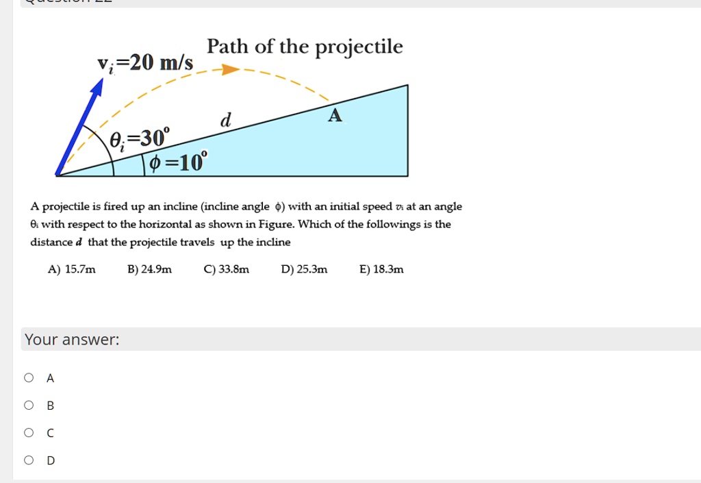 SOLVED: Path of the projectile ;720 mls d 0;-30" =10" A projectile is