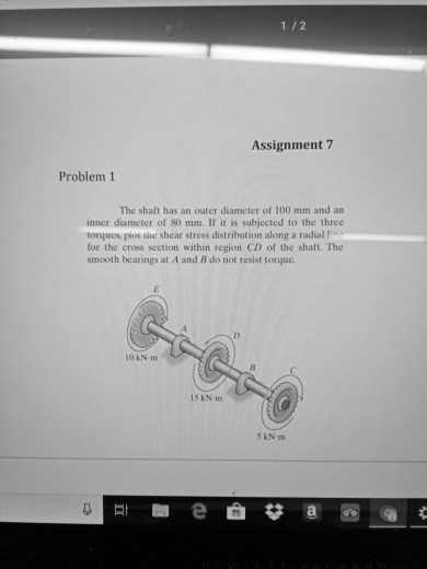 1/2 Assignment 7 Problem 1 The shaft has an outer diameter...