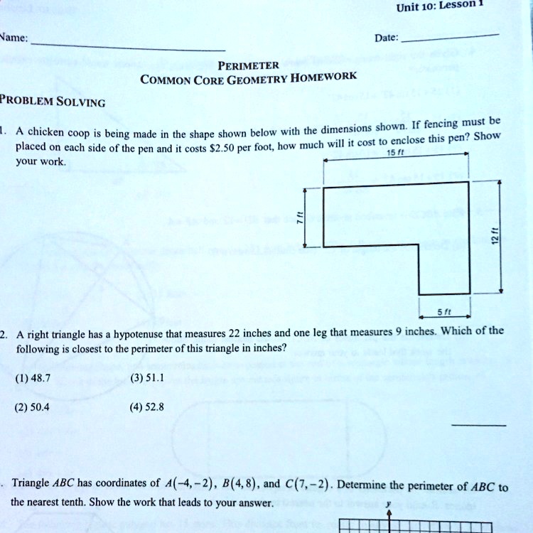 perimeter common core geometry homework