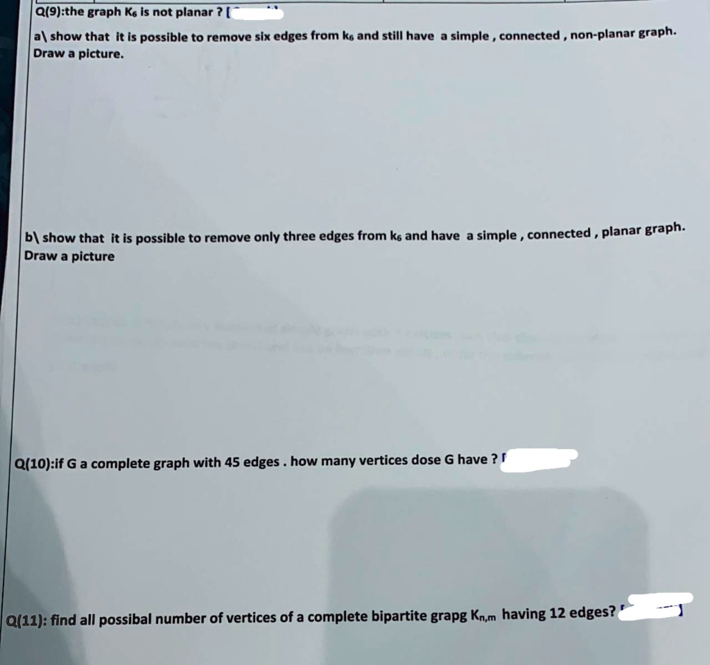 SOLVED a(g)ithe graph Ko Is not planar ? a show that it is possible