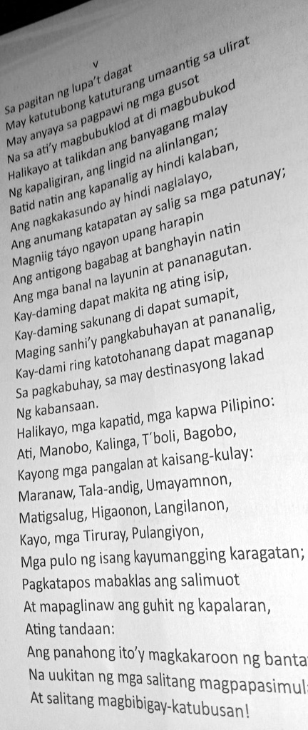 SOLVED: Basahin Ang Sumusunod Na Mga Linya Mula Sa Binasang Tula ...