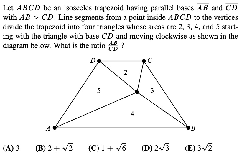 SOLVED: Let ABCD Be An Isosceles Trapezoid Having Parallel Bases AB And ...