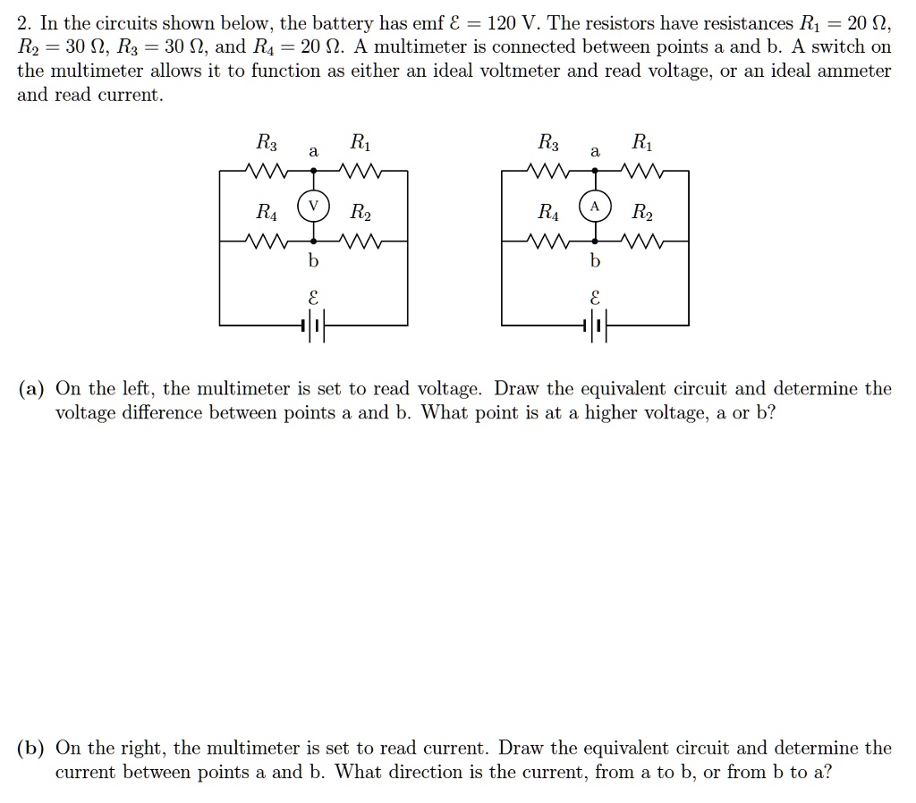 SOLVED: In the circuits shown below, the battery has emf € 120 V. The ...