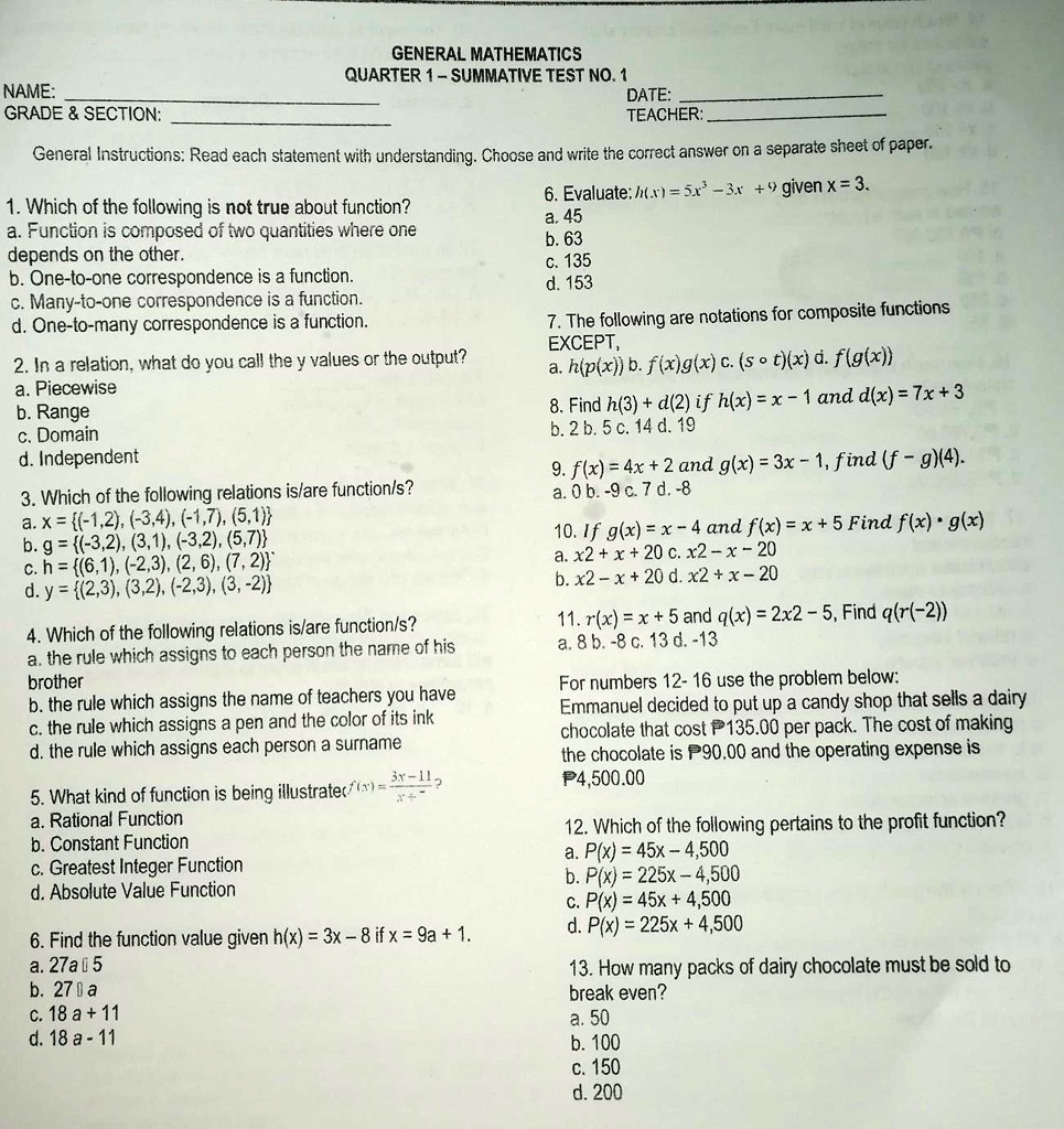 summative test gen math pa help salamat general mathematics quarter ...