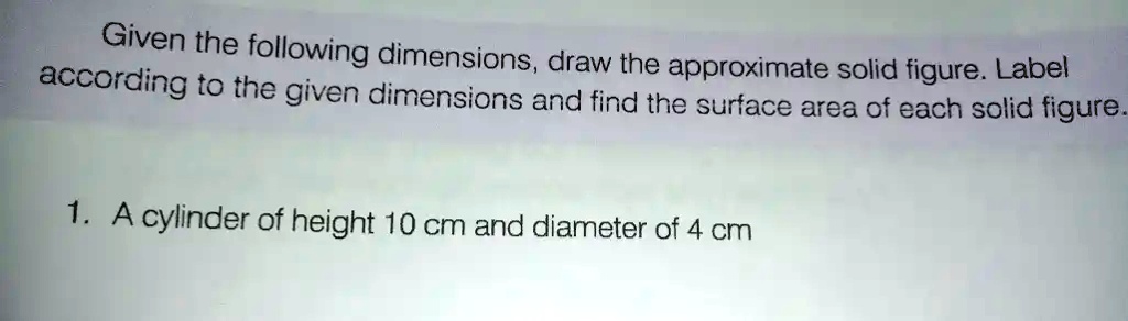 SOLVED: Given the following according dimensions, draw the approximate ...