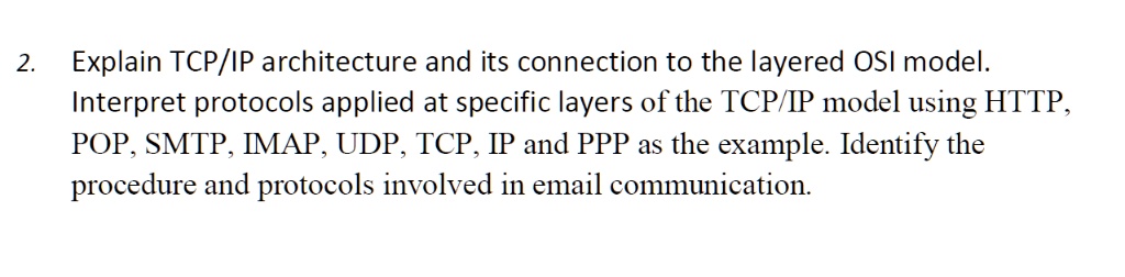 SOLVED: Explain TCP/IP architecture and its connection to the layered ...