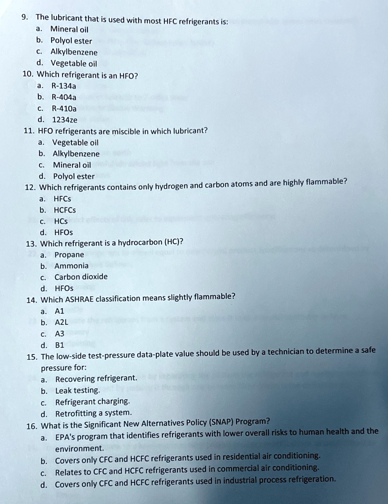 SOLVED The lubricant that is used with most HFC refrigerants is