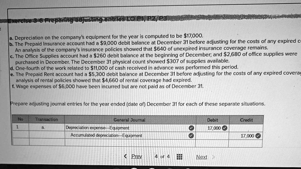 a. Depreciation on the company's equipment for the year is computed to