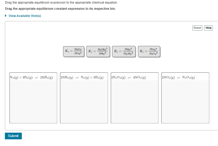 SOLVED Drag the appropriate equilibrium expression to the appropriate