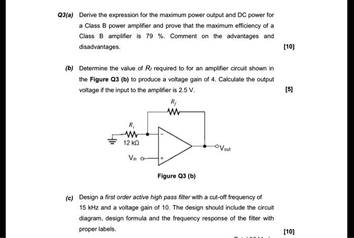 SOLVED: Q3(a) Derive The Expression For The Maximum Power Output And DC ...