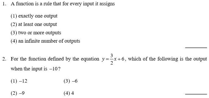 SOLVED: 'the question is below A function is a rule that for every ...