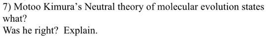 SOLVED: Motoo Kimura's Neutral Theory Of Molecular Evolution States ...