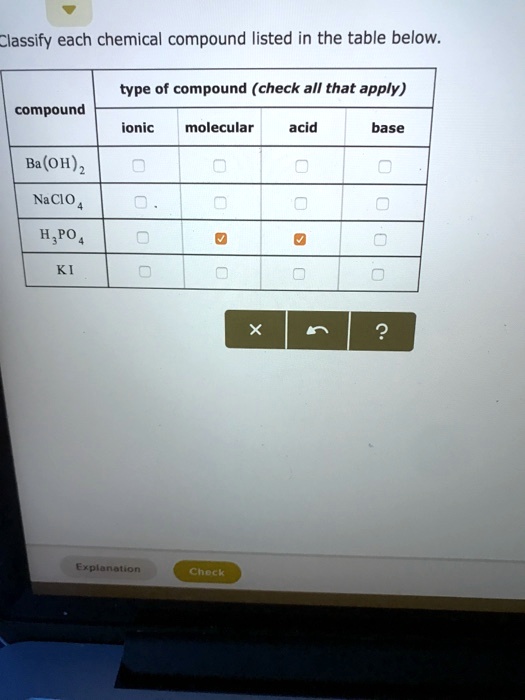 SOLVED: Type of compound (check all that apply): Compound Ionic