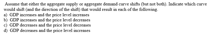 solved which factor does not decrease aggregate... SOLVED: Assume that either the aggregate supply or aggregate demand ...