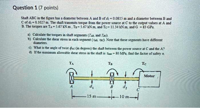 question 17 points shaft abc in the figure has a diameter between a and ...