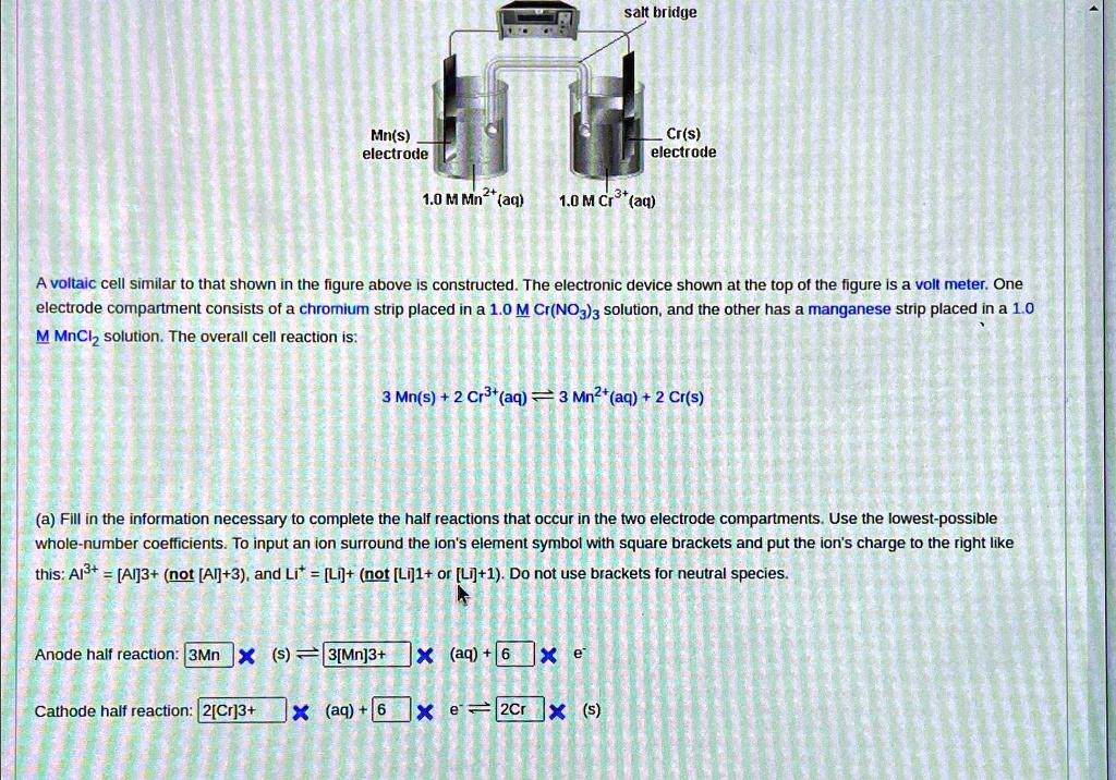 SOLVED: A voltaic cell similar to that shown in the figure above is ...