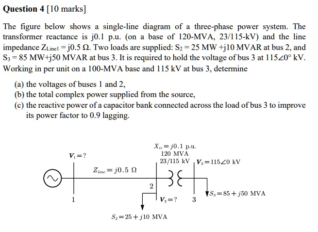 SOLVED: The figure below shows a single-line diagram of a three-phase ...