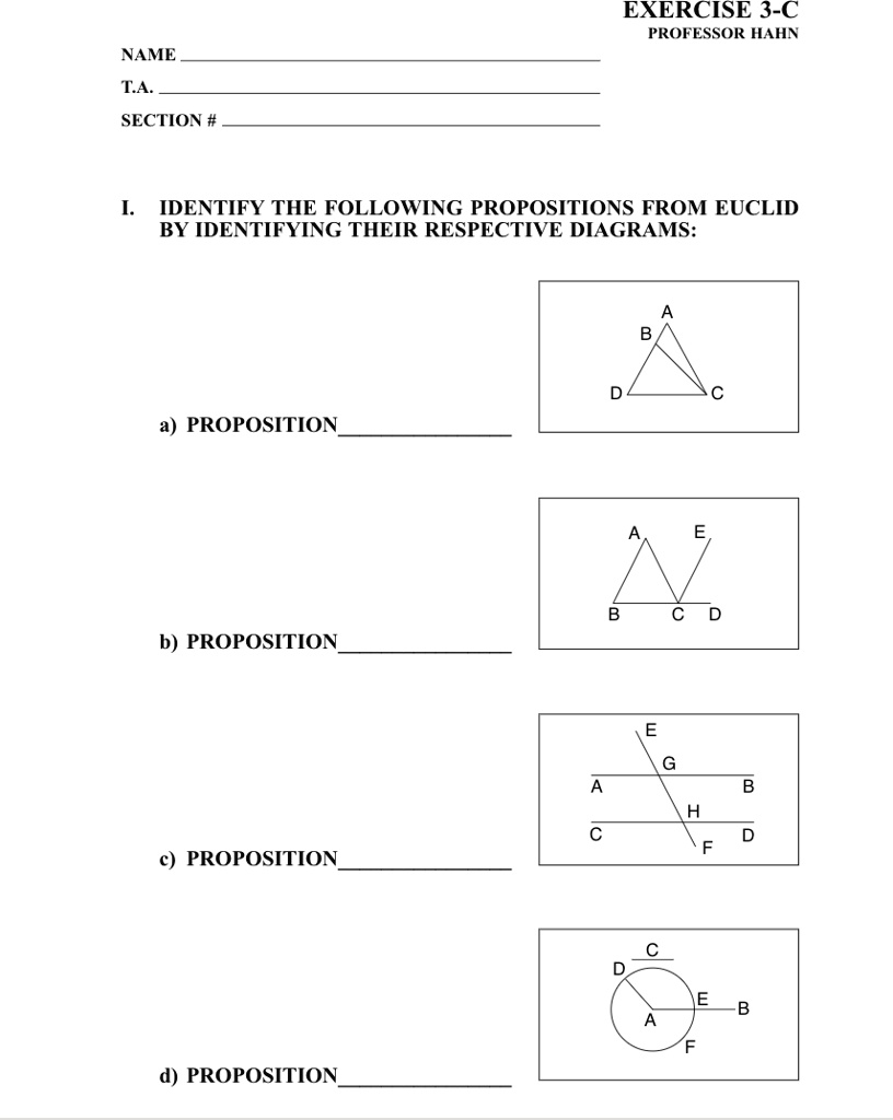 SOLVED:EXERCISE 3-C PROFESSOR HAHN NAME TA: SECTION # IDENTIFY THE ...