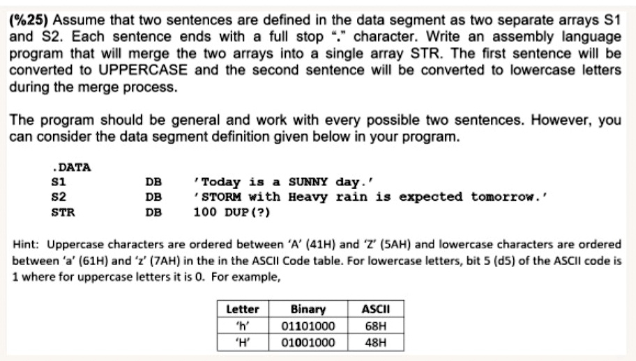 SOLVED: Please, can you help fast in assembly language 8086? %25 ...